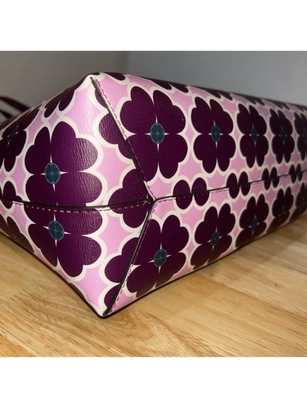 Floral Print Purple Tote Bag - Picture 7 of 15